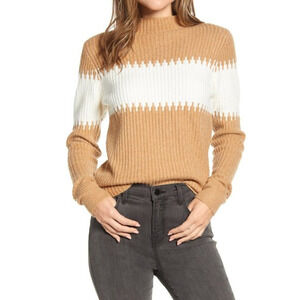 French Connection Sofia Ballon Sleeve Mock Neck Rib Knit Sweater Size S NWT $148